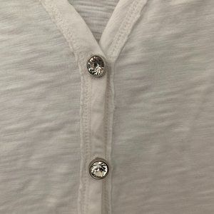 True Grit White Cardigan Rhinestone Buttons